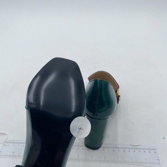 FSJ Green Chunky High Heels Square Toe Loafer Shoes Slip On Office Pumps Buckle - Picture 5 of 7